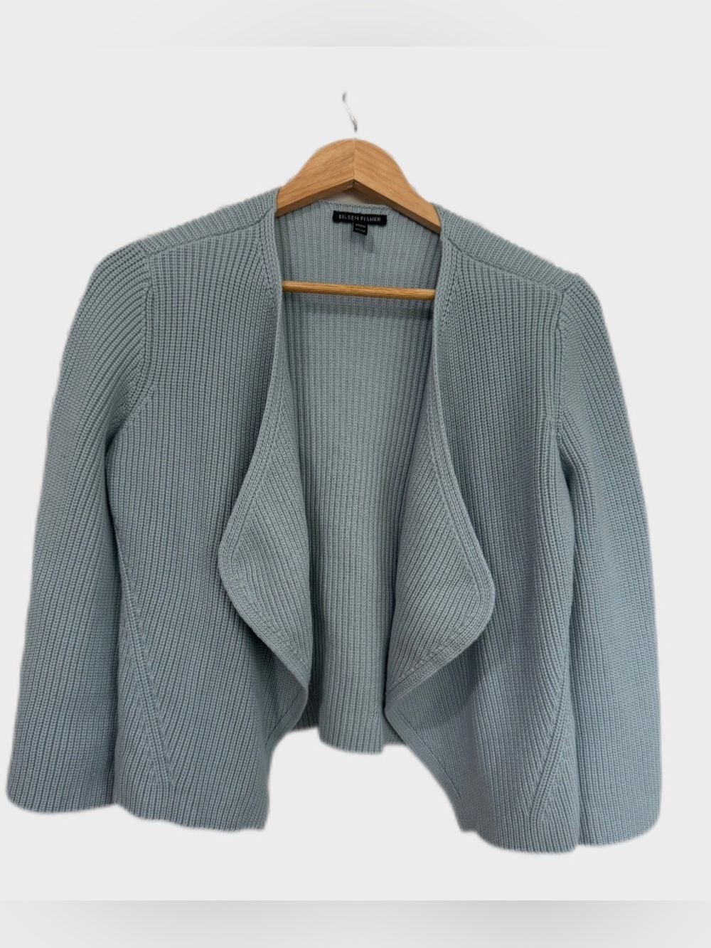 Eileen Fisher Open Front Cardigan Ribbed Light Blue XS